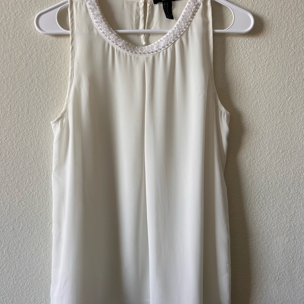 Forever 21 Cream Sleeveless Blouse